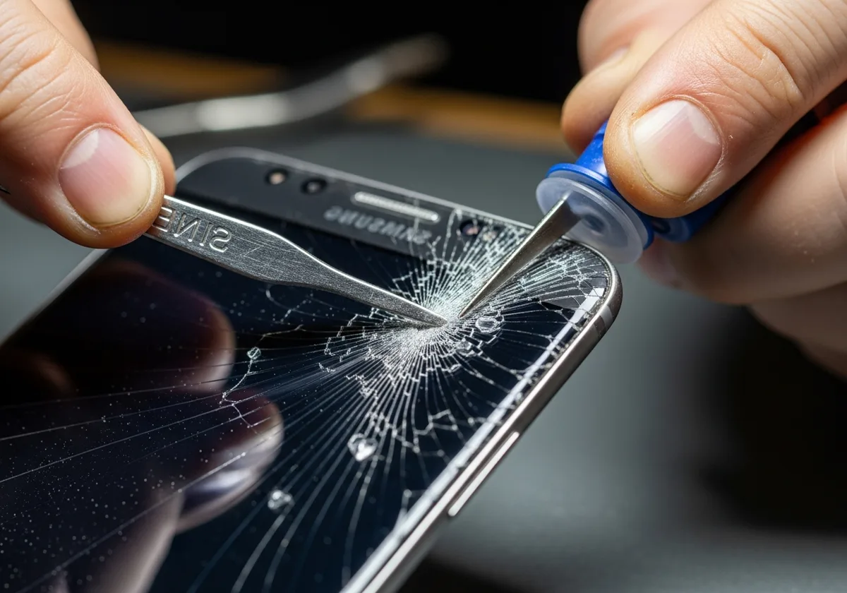 Reparación de pantalla Samsung Galaxy con herramientas de precisión