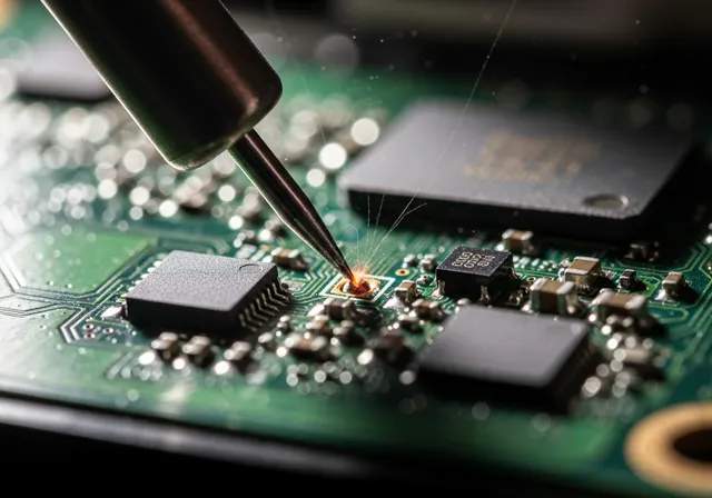 Reparación de placa base de iPhone con soldadura de precisión